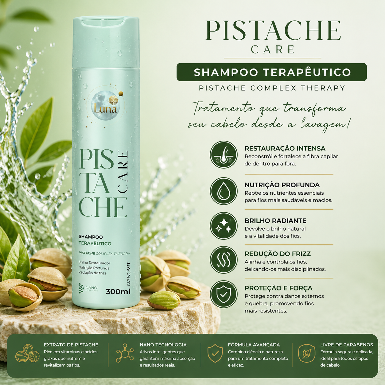 Shampoo Terapêutico de Pistache 300ml