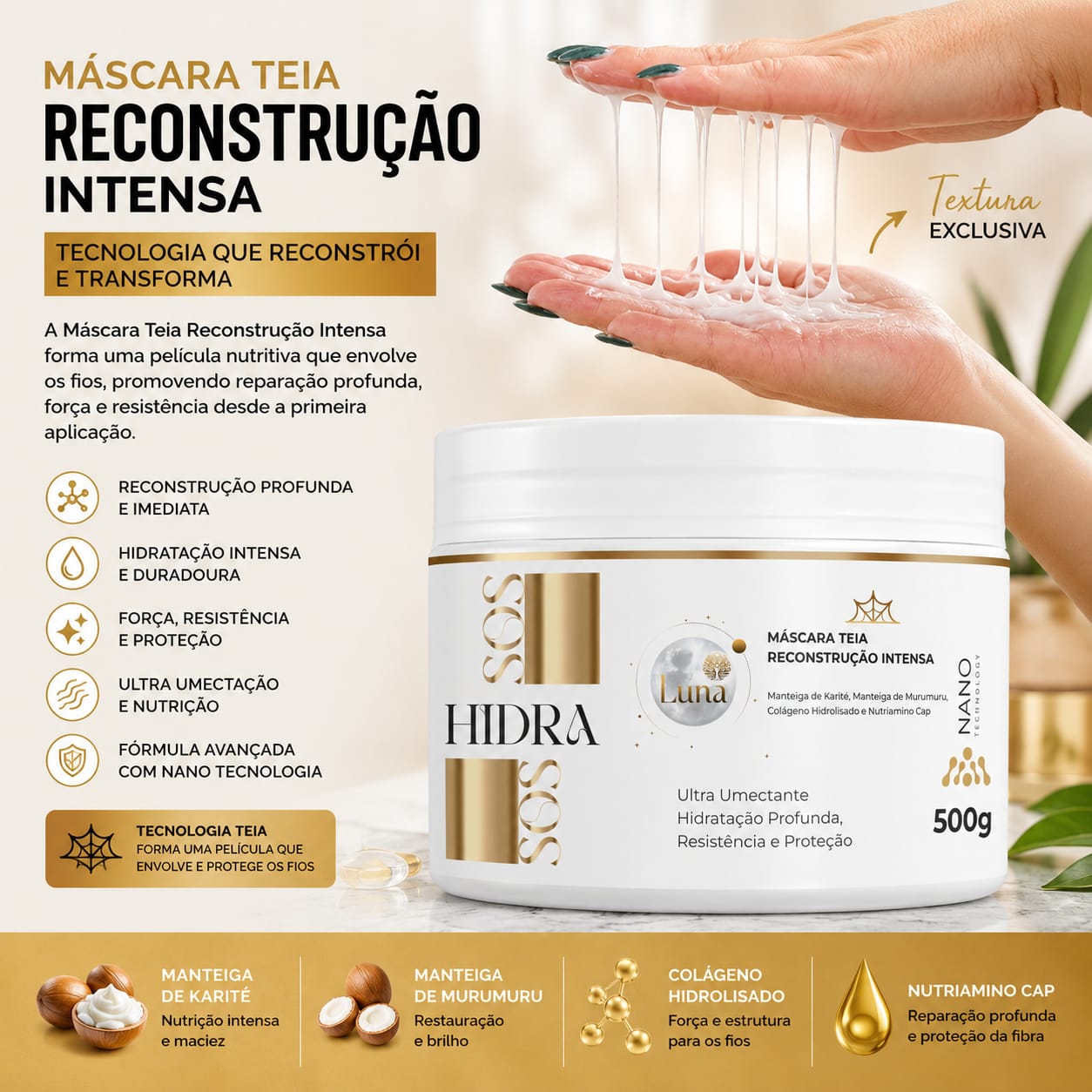 Máscara Efeito Teia Reconstrução Intensa 500g